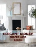 Elegant Kidney-Shaped Long Bench with Shearling Upholstery