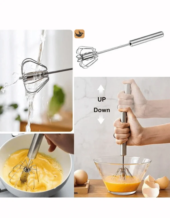 Whizzy Whisk - Stainless Steel Semi-Automatic Egg Beater & Milk Frother for Kitchen