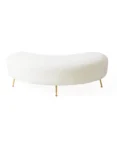 Elegant Kidney-Shaped Long Bench with Shearling Upholstery